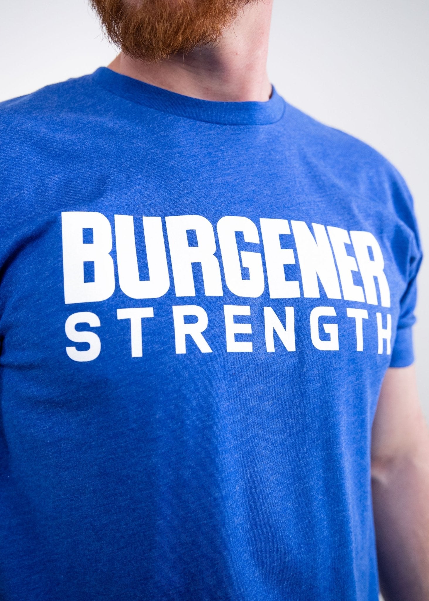 Burgener Strength T-Shirt: Heather Royal - MAYHEM NATION