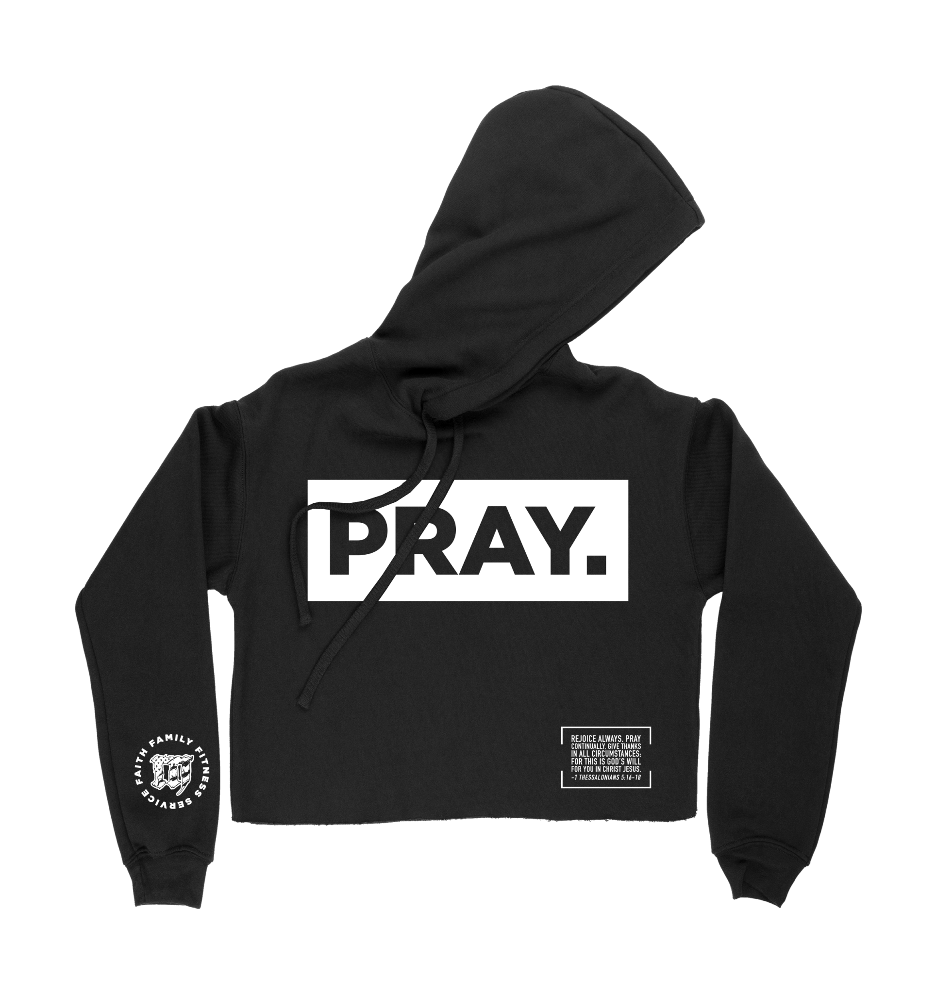 PRAY. Crop Hoodie: Black