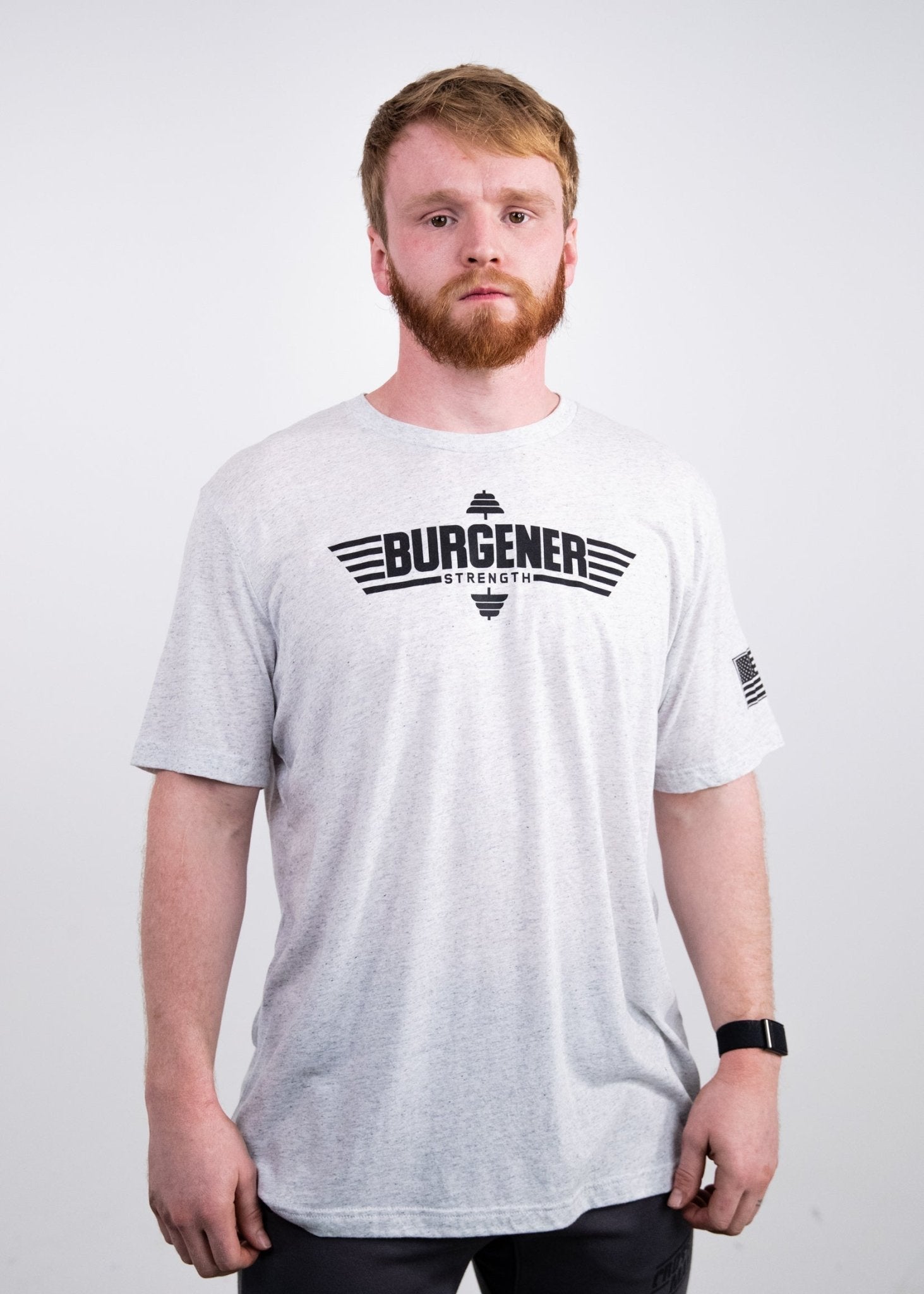 Burgener Strength T-Shirt: Heather White - MAYHEM NATION